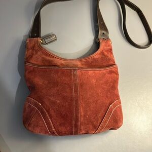 Vintage Coach 9506 Bordeaux Suede Slim Duffle Crossbody Bag